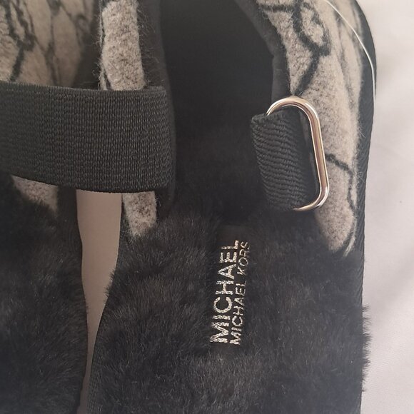 Michael Kors MK Logo Fuzzy slip on  Comfy Fur Lined Slippers .BNWT - Picture 7 of 9